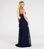 Ally Corset Ruffled Lace A-Line Formal Dress