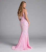 Makayla Lace-Up Mermaid Sequin Formal Dress