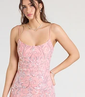 Claire Lace-Up Sequin Mermaid Dress