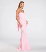 Jaymie Tie-Back Floral Velvet Mermaid Formal Dress