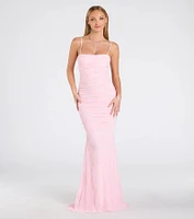 Jaymie Tie-Back Floral Velvet Mermaid Formal Dress