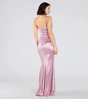 Shondra Sweetheart Applique Satin Mermaid Dress