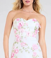 Robin Strapless Lace-Up Floral Mermaid Formal Dress