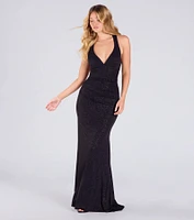 Ayla Lace-Up Slit Mermaid Glitter Formal Dress
