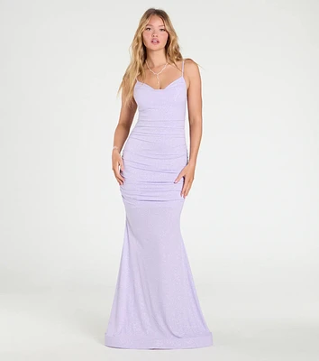 Klarissa Cowl Neck Mermaid Glitter Formal Dress