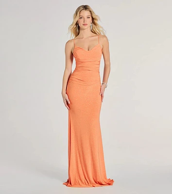 Patricia Glitter Cowl Neck Column Dress
