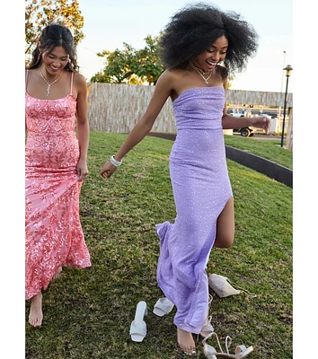 Cindy Beaded Strapless Column Formal Dress