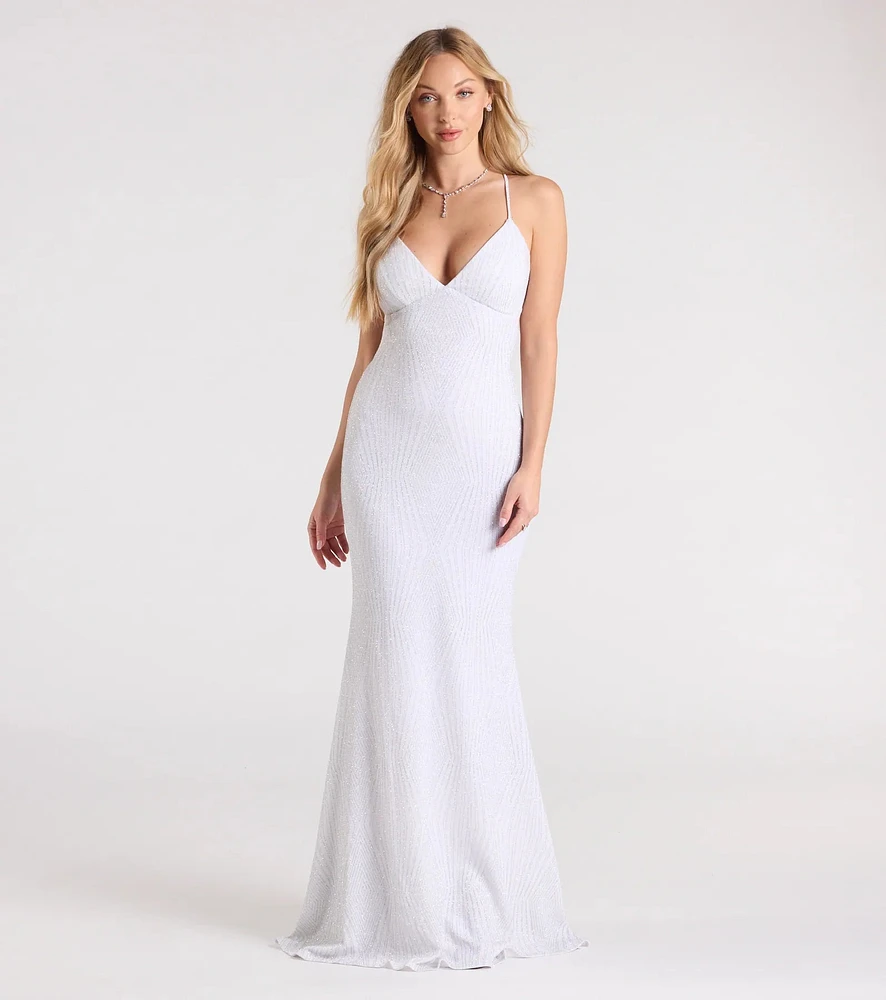 Carina Lace-Up Mermaid Glitter Formal Dress