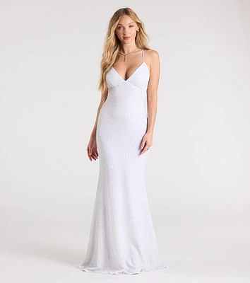 Carina Lace-Up Mermaid Glitter Formal Dress