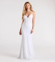 Carina Lace-Up Mermaid Glitter Formal Dress
