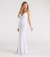 Carina Lace-Up Mermaid Glitter Formal Dress