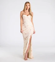 Jennifer Cowl Neck Bodycon Floral Velvet Formal Dress