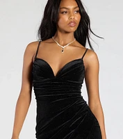 Azella Bodycon Slit Glitter Velvet Formal Dress