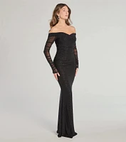 Victoria Off-The-Shoulder Glitter Mermaid Formal Dress