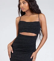Harlow Cutout Slit Glitter Formal Dress