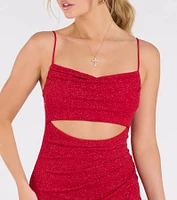 Harlow Cutout Slit Glitter Formal Dress