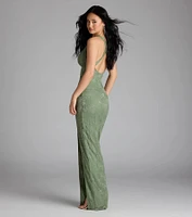 Titania Halter Slit Lace Formal Dress
