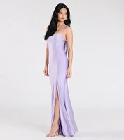 Lizzie Lace-Up Cowl Back Slit Formal Dress