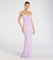 Marlene Lace-Up Mermaid Beaded Pearl Formal Dress