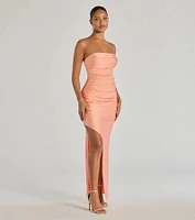 Anisley Strapless High Slit Column Formal Dress