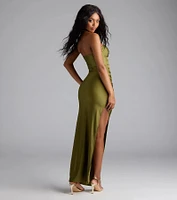 Anisley Strapless High Slit Column Formal Dress
