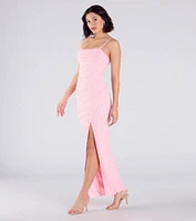Klara Cowl Neck Faux Pearl Bead Column Dress