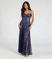 Lauren Sweetheart A-Line Glitter Sequin Dress