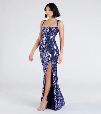 Moira Lace-Up Sequin Formal Dress