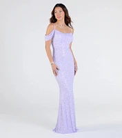 Faye Cold Shoulder Mermaid Beaded Formal Dress