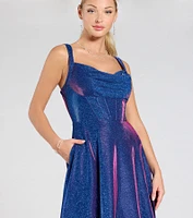 Clarence Corset Slit Glitter A-Line Formal Dress