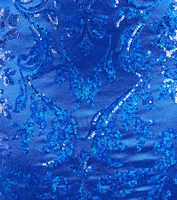 Marisol Lace-Up Column Sequin Satin Formal Dress