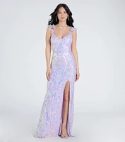 Estella V-Neck Column Long Sequin Formal Dress