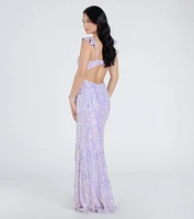 Estella V-Neck Column Long Sequin Formal Dress