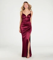 Jordyn Formal Satin Mermaid Dress With Train