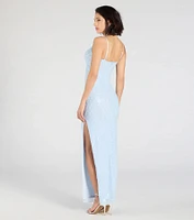 Dovie Sequin Beaded Mesh Column Dress