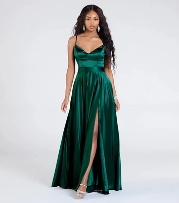 Emilie Satin Tie-Back A-Line Formal Dress
