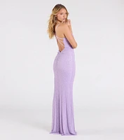 Rani Sleeveless Strappy Open-Back Beaded Mermaid Dress