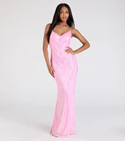 Liv Sleeveless Beaded Sequin Mermaid Dress