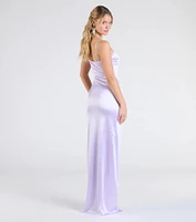 Mayra Formal Satin Slit Long Dress