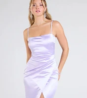 Mayra Formal Satin Slit Long Dress