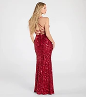Violetta Sequin Lace-Up Mermaid Dress