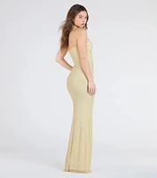 Cindy Beaded Strapless Column Formal Dress