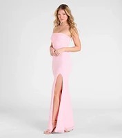 Cindy Beaded Strapless Column Formal Dress