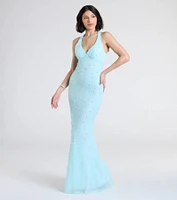 Tyra Halter Open Back Pearl Mermaid Formal Dress