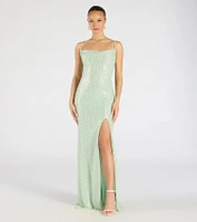 Hollie Lace-Up Mermaid Sequin Beaded Formal Dress