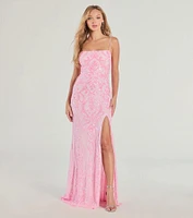 Tabitha Sleeveless Sequin Formal Column Dress