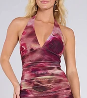 Kelsey Halter Printed Mermaid Formal Dress