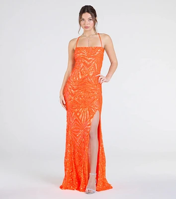 Lottie Sequin Lace-Up Mermaid Dress