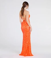 Lottie Sequin Lace-Up Mermaid Dress