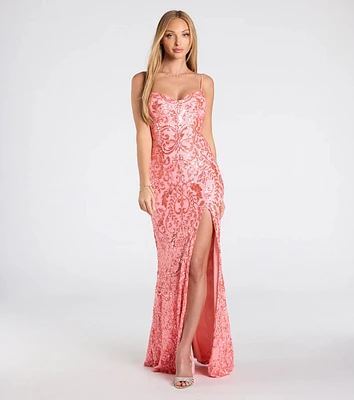 Ebony Sequin Corset Slit Mermaid Dress